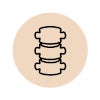 Three vertebrae in a beige circle