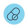 Two pills in a blue circle