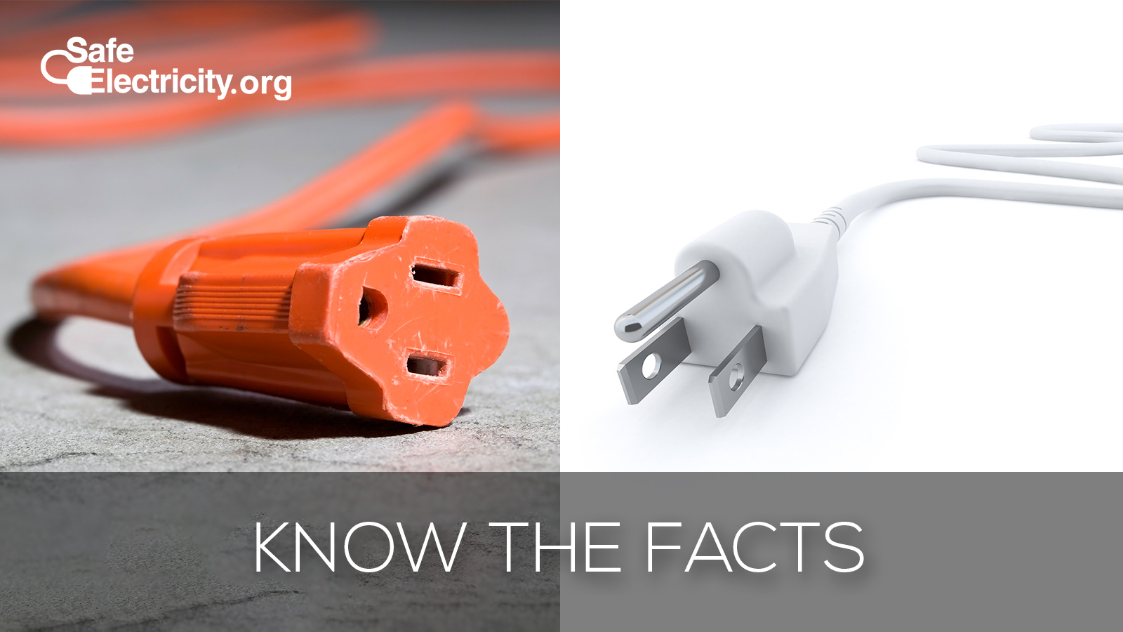 Know the facts. A three-slot extension cord and a three-pronged plug.
