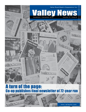 Final Valley News cover states, A turn of the page: Co-op publishes final newsletter of 72-year run.